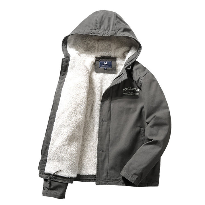 Herren warme Fleecejacke mit Kapuze und isolierendem Innenfutter Aliams