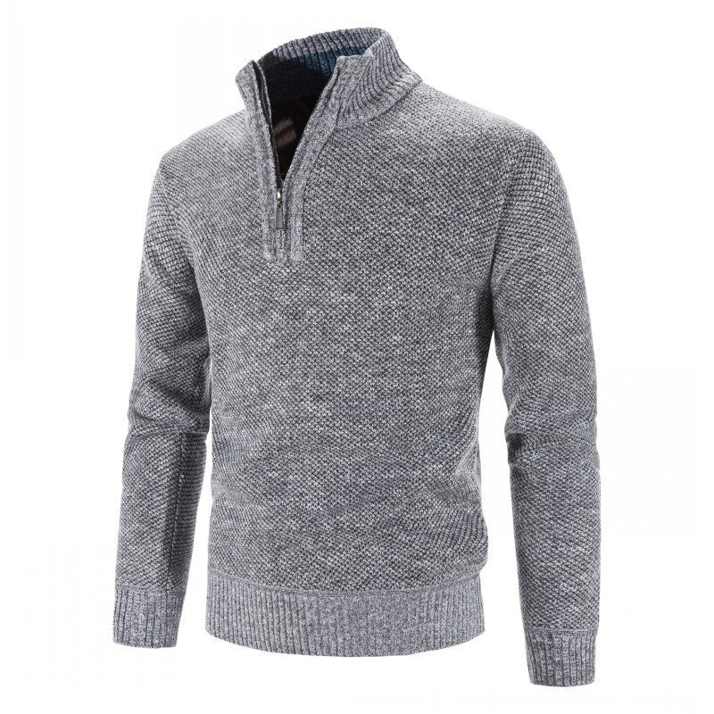 Herren Eleganter Rollkragenpullover mit halbem Reißverschluss Aliams