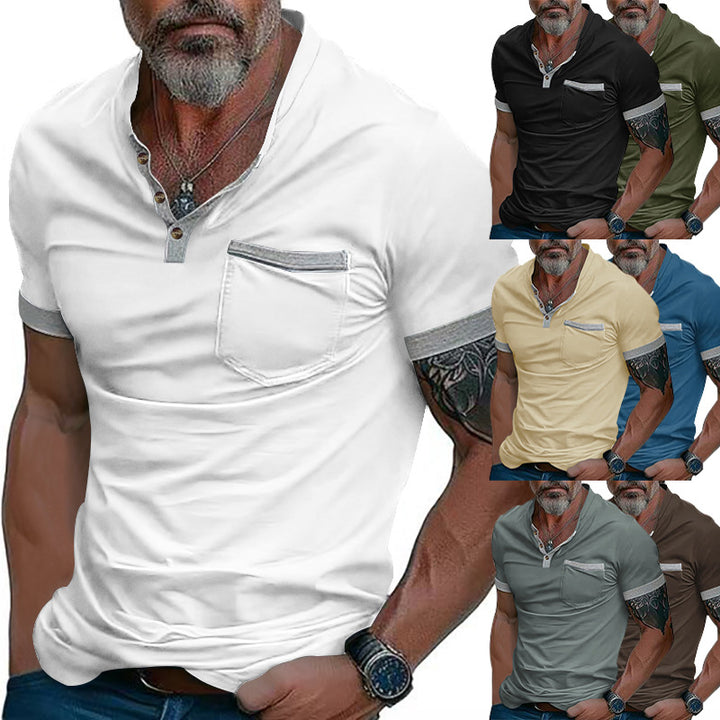 Herren Poloshirt mit modischem Kragen und Brusttasche Aliams
