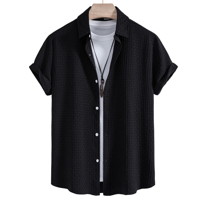 Herren Kurzarmhemd aus atmungsaktivem Strukturstoff mit eleganter Knopfleiste Aliams