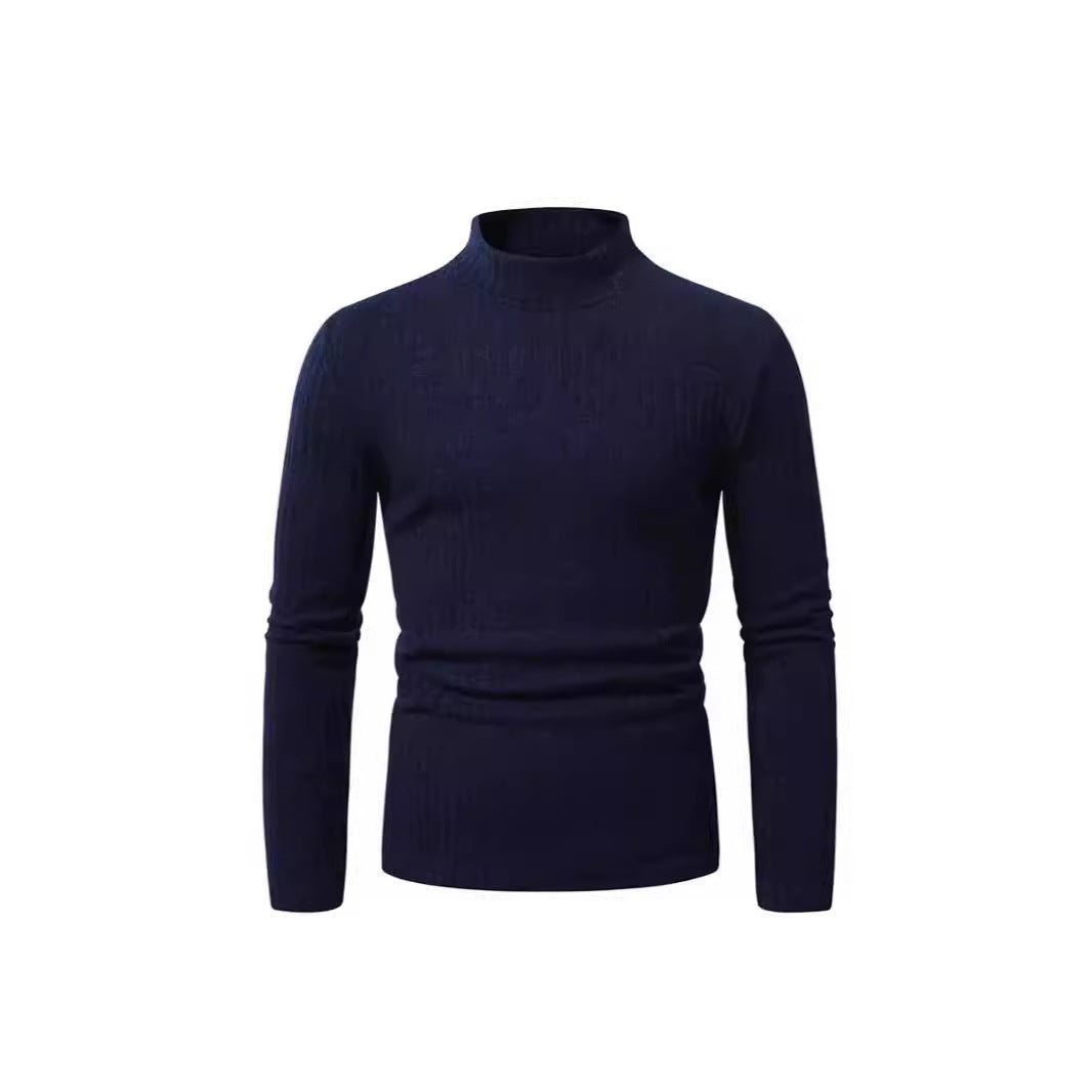 Herren eleganter Rollkragenpullover mit vertikalem Rippstrickdesign Aliams