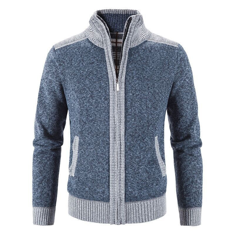 Herren Strickjacke mit modischem Zipper und hochgeschlossenem Kragen Aliams