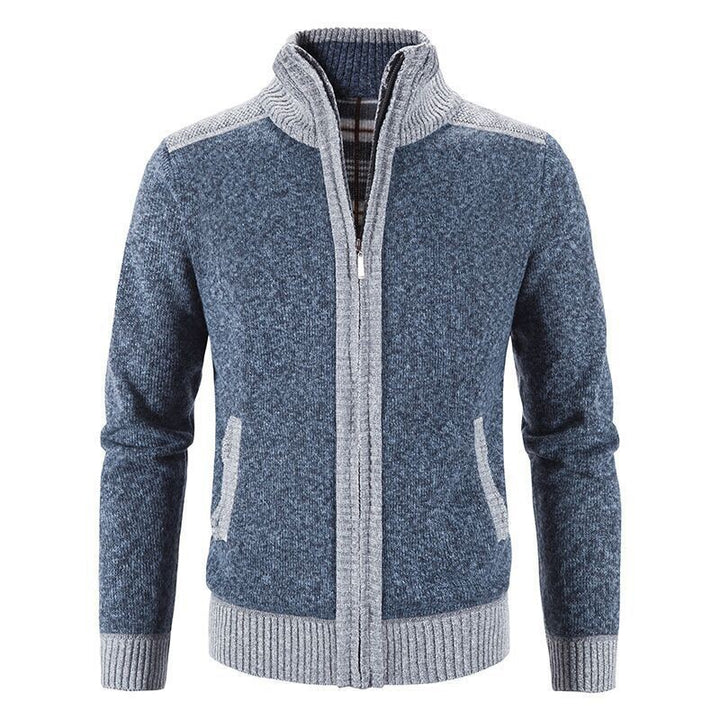 Herren Strickjacke mit modischem Zipper und hochgeschlossenem Kragen Aliams