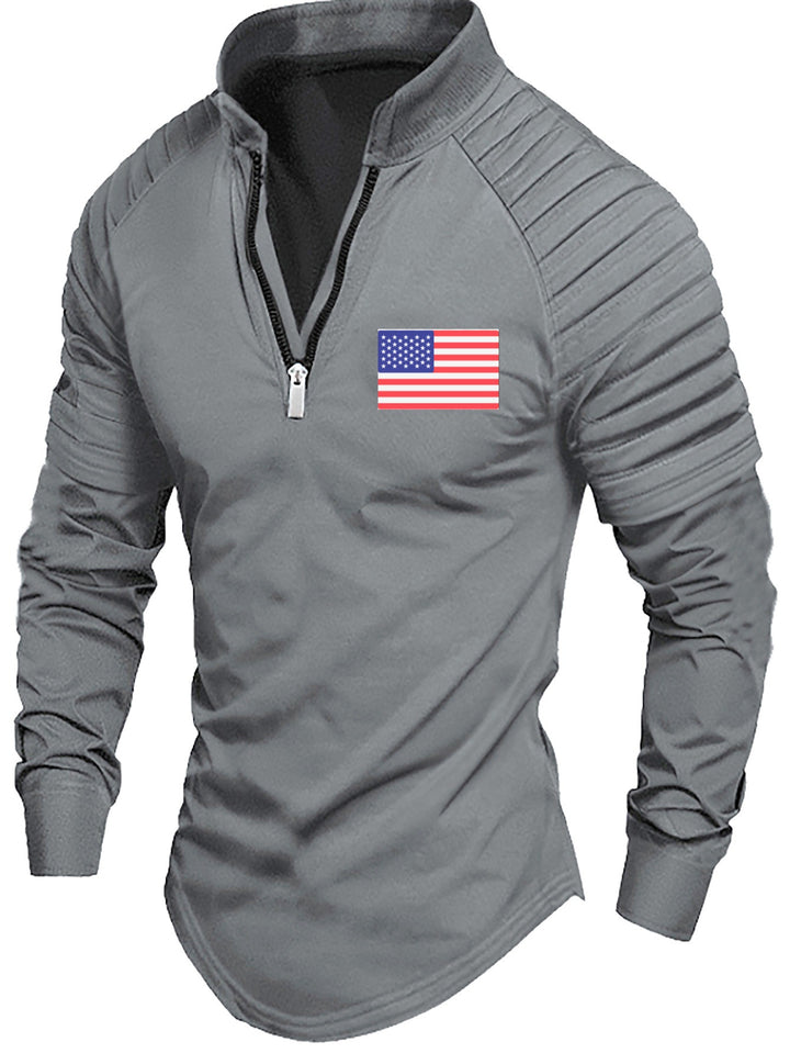 Herren sportliches Oberteil mit Reißverschluss und dekorativem Schulterdesign Aliams