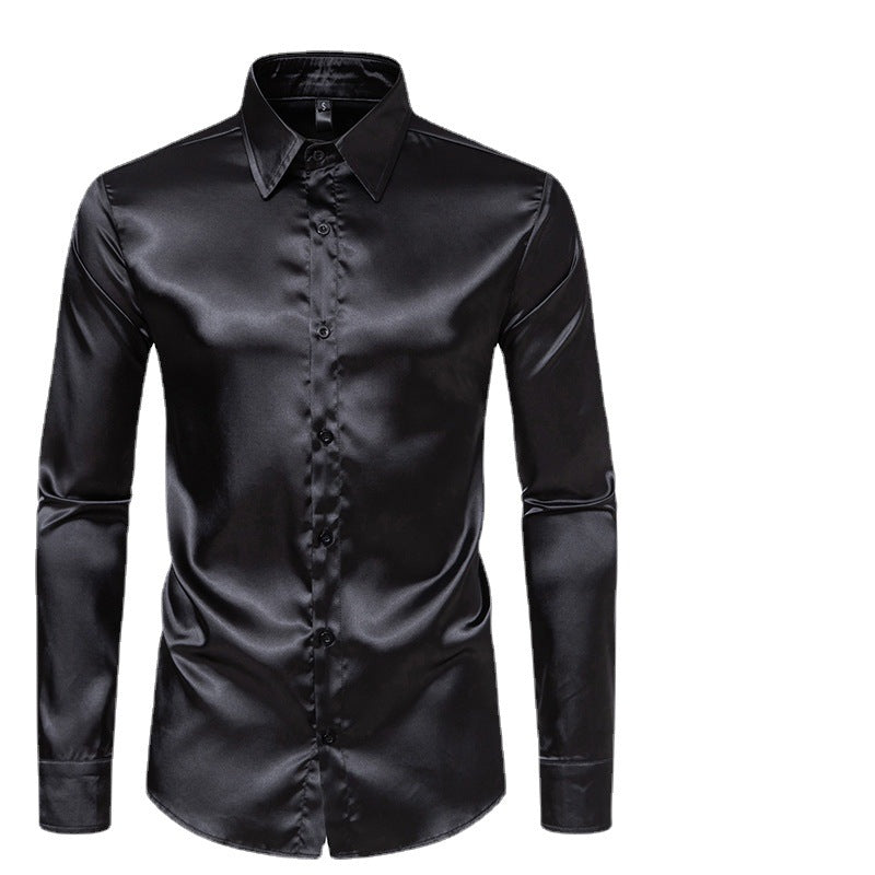 Herren Elegantes und glänzendes Langarmhemd mit innovativer Textur Aliams