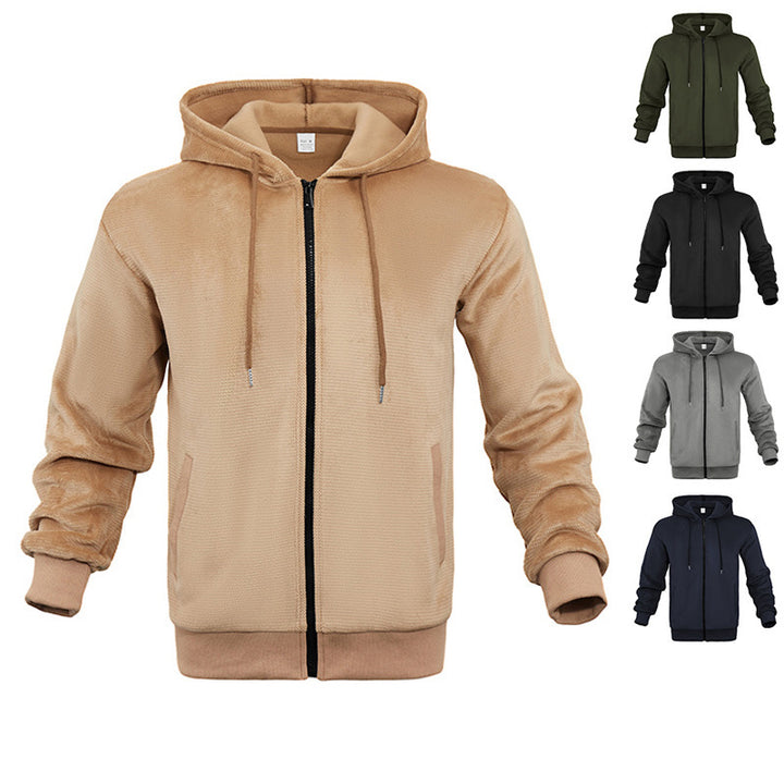Herren sportlicher Zip-Hoodie aus atmungsaktivem Material mit Taschen Aliams