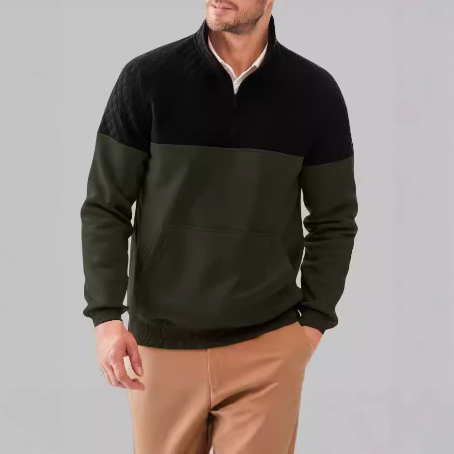 Herren Sportiver Pullover mit Stehkragen und Taschen Aliams