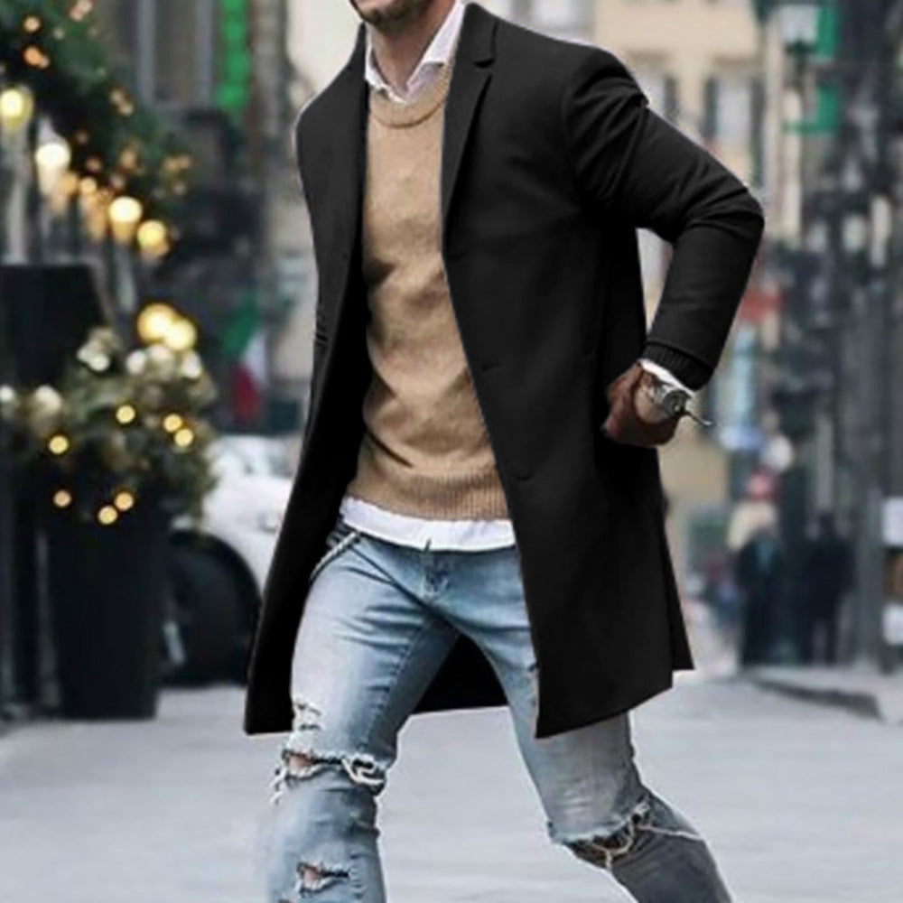 Herren eleganter Mantel mit hochwertigen Details Aliams