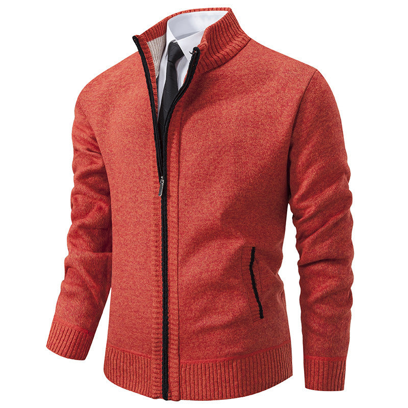 Herren sportliche Strickjacke mit Stehkragen und Reißverschluss Aliams