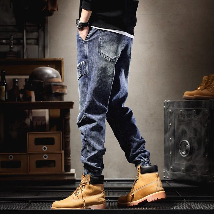 Herren Cargo-Jeans im urbanen Design mit multifunktionalen Taschen und elastischem Bund Aliams