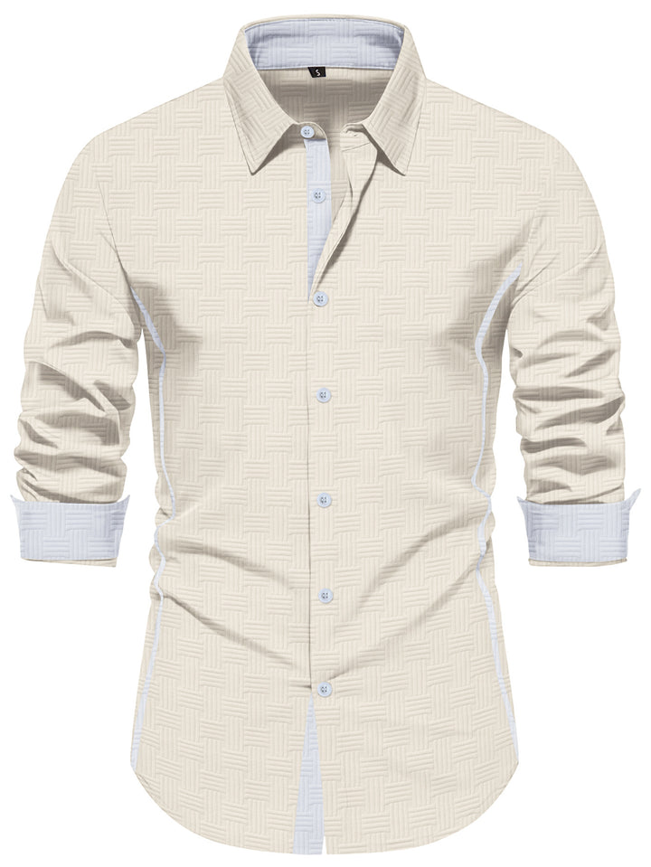 Herren elegantes Langarmhemd mit modernem Strukturdesign Aliams