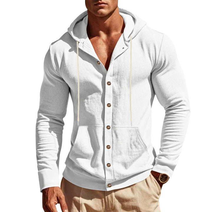 Herren Kapuzenshirt mit Knopfleiste und praktischen Taschen Aliams