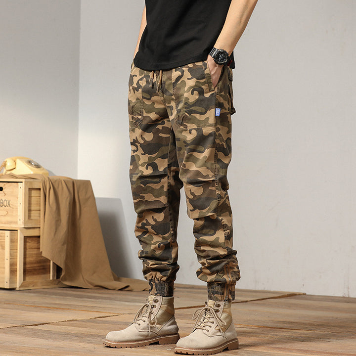 Herren Cargohose im lässigen Camouflage-Design mit elastischem Bund und mehreren Taschen Aliams