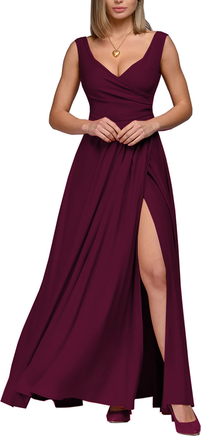 Aliams | Damen Elegantes Maxikleid mit Seitlichem Schlitz
