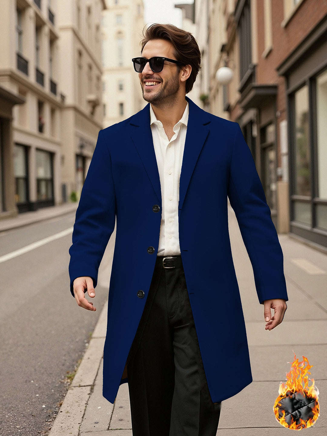 Herren eleganter doppelreihiger Mantel Aliams