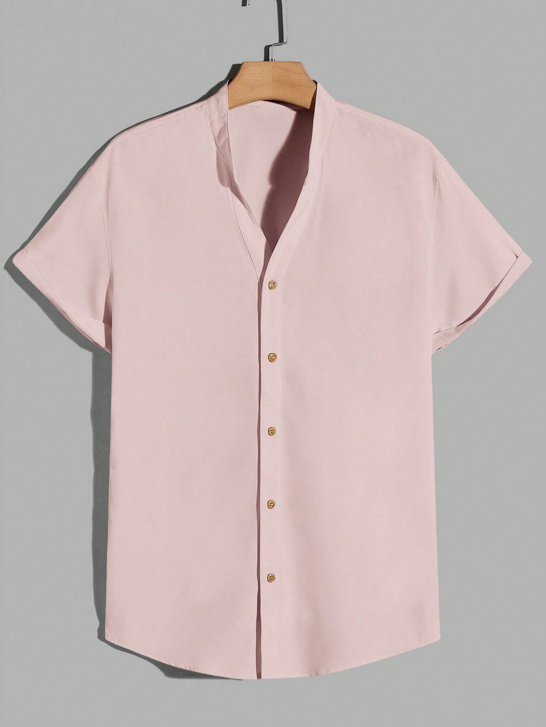 Herren Kurzarm-Hemd mit modernem Stehkragen und praktischen Knopfdetails Aliams