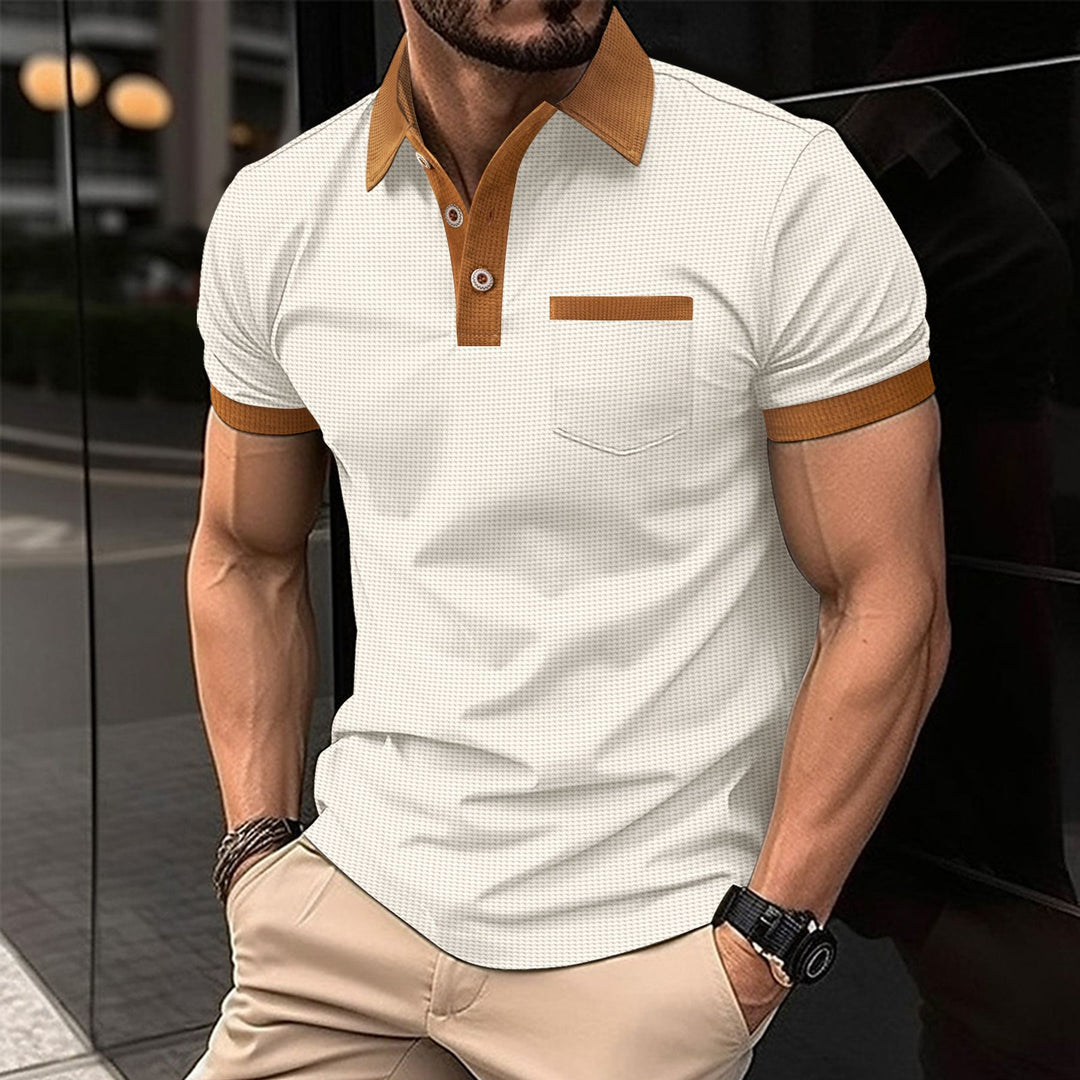 Herren Poloshirt mit modernem Kontrastkragen und funktionalem Brusttasche Aliams