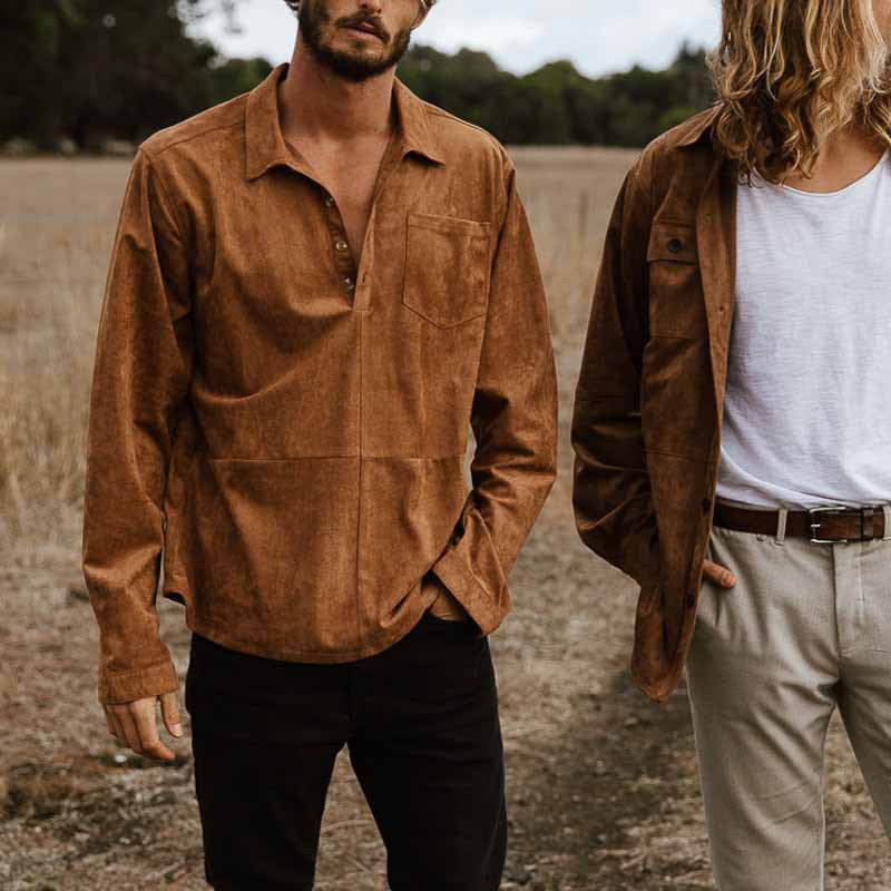 Herren komfortables Langarmhemd aus weichem Stoff Aliams