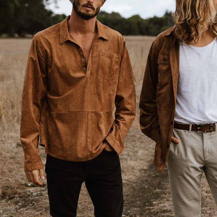 Herren komfortables Langarmhemd aus weichem Stoff Aliams