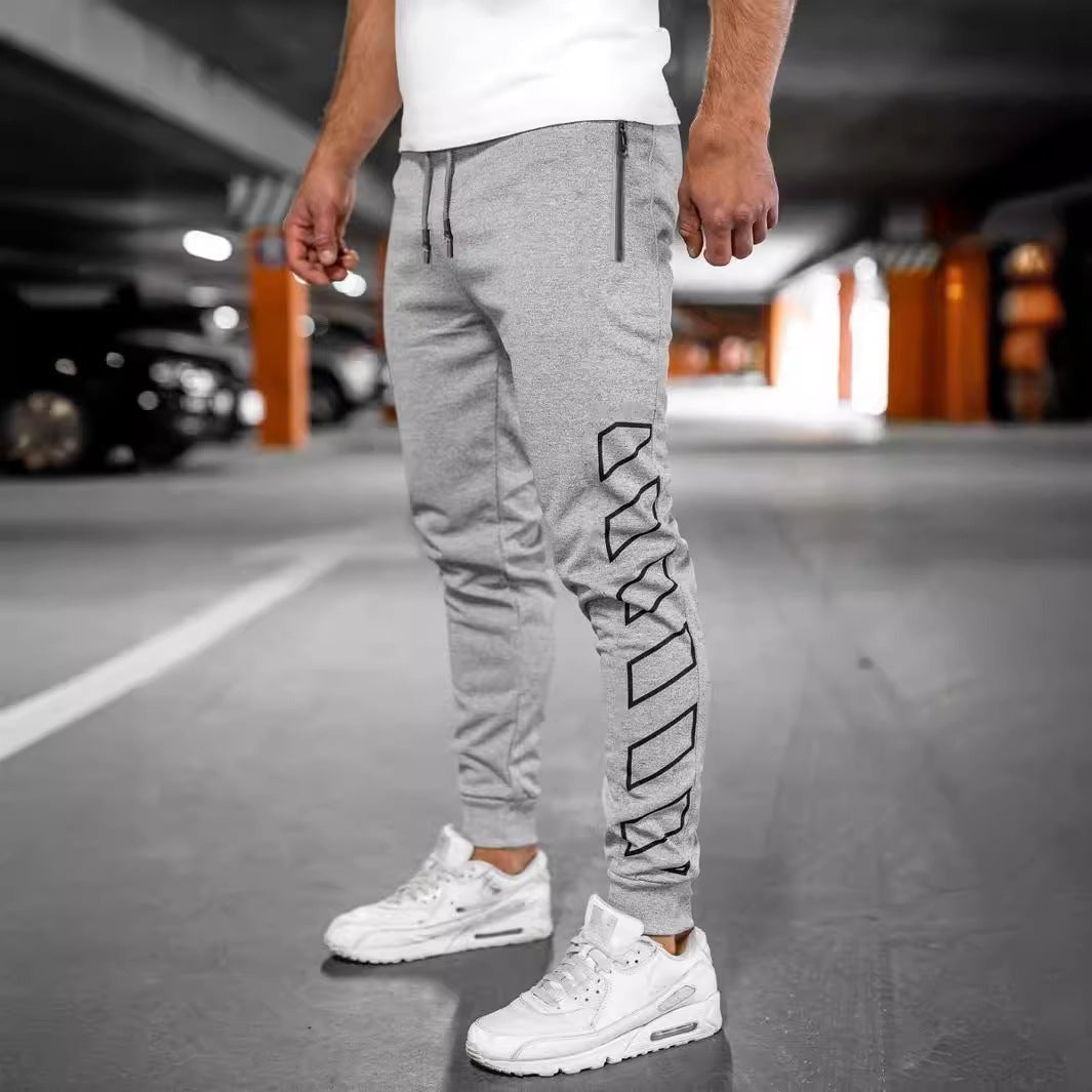 Herren Sportliche Slim-Fit Jogginghose mit seitlichem Reißverschluss Aliams