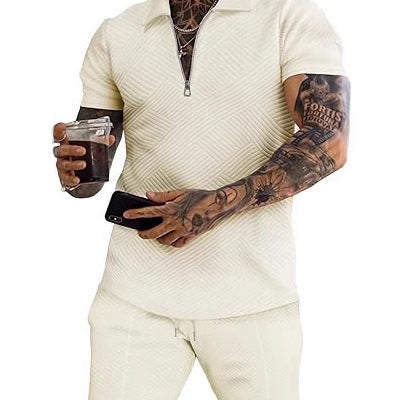 Herren sportliches Oberteil und Shorts Set mit strukturiertem Design Aliams