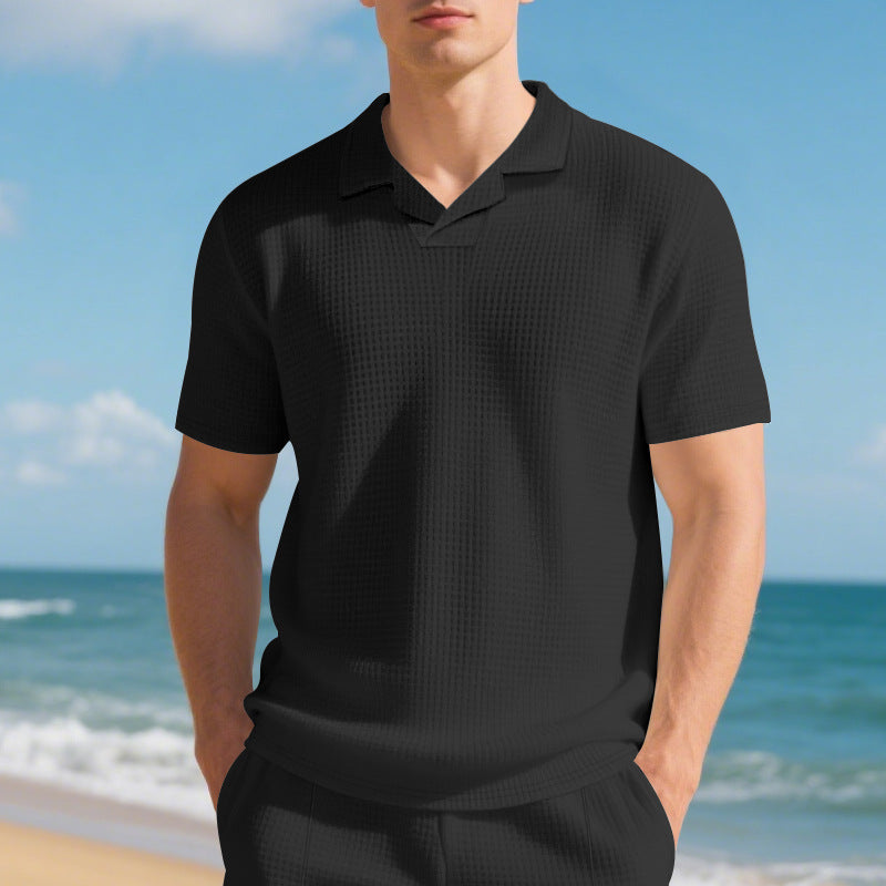 Herren Kurzarm Poloshirt mit strukturiertem Design und modernem Stehkragen Aliams
