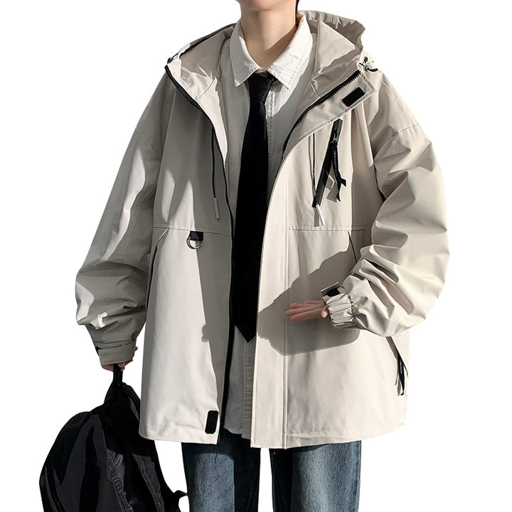 Herren wetterfeste Übergangsjacke mit verstellbarem Kapuzenkragen und praktischen Taschen Aliams