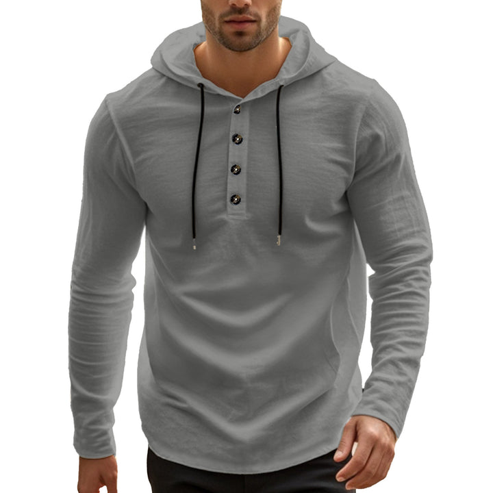 Herren sportliches Kapuzenshirt mit Knopfleiste Aliams