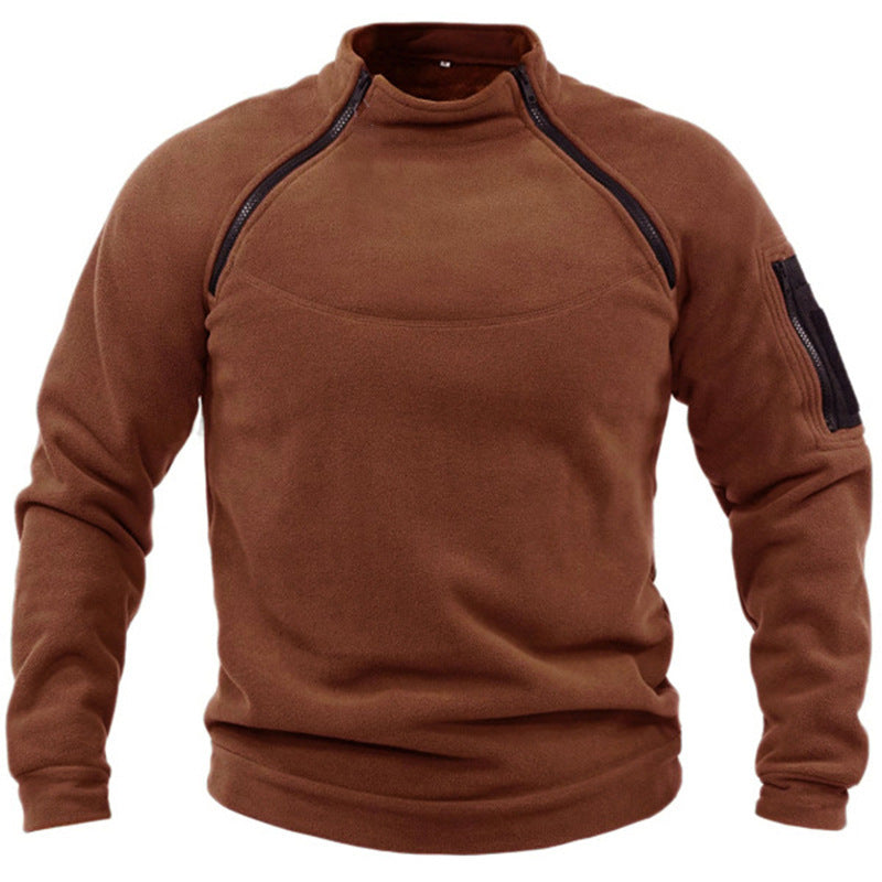 Herren Fleece-Pullover mit Reißverschluss und Taschen Aliams