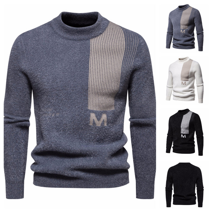 Herren Hochwertiger Strickpullover mit modernem Stehkragen und strukturiertem Design Aliams