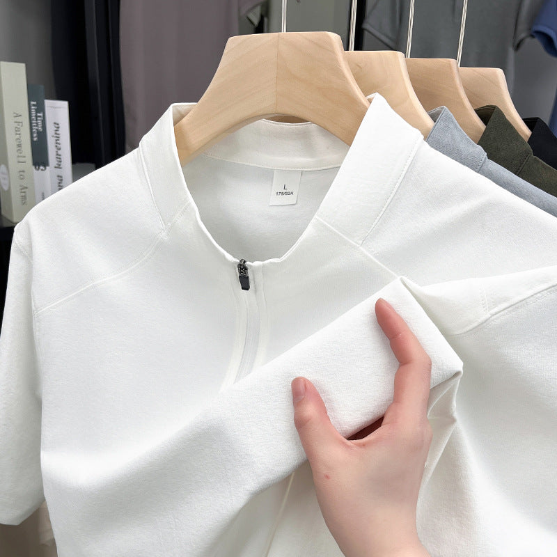 Herren Kurzarm Funktionsshirt mit Reißverschluss und atmungsaktiver Technologie Aliams