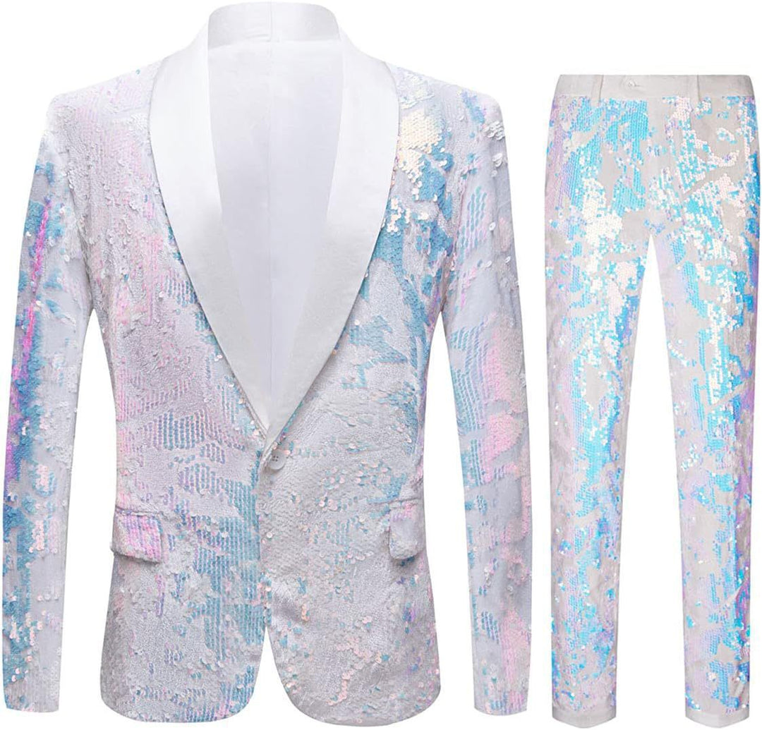 Herren elegantes Samtanzug mit glänzendem Paillettenmuster Aliams