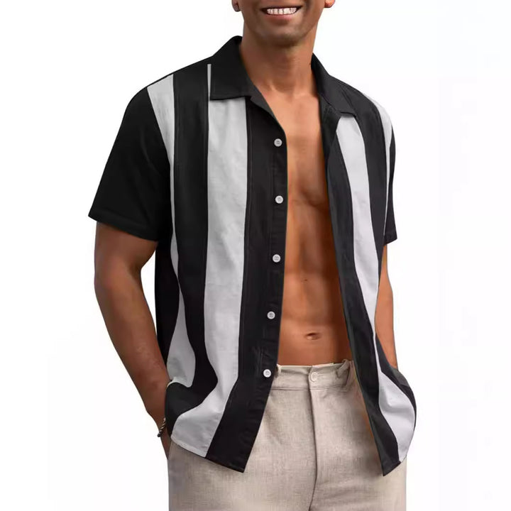 Herren Kurzarm Hemd mit aufwendigem Streifenmuster Aliams