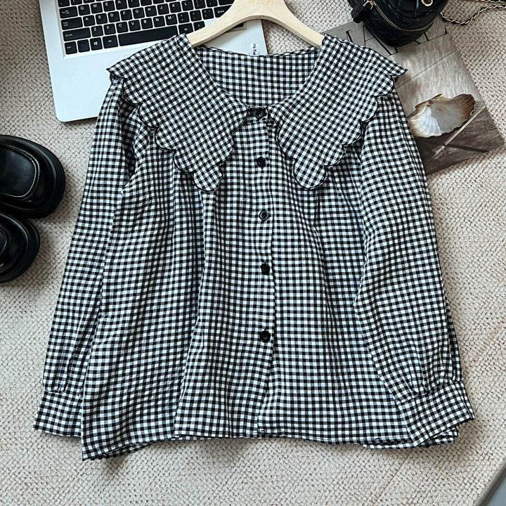 Damen Bluse mit großem Kragen und Rüschendetails Aliams