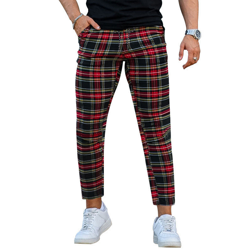 Herren Cargo-Hose mit modischem Karomuster und elastischem Bund Aliams