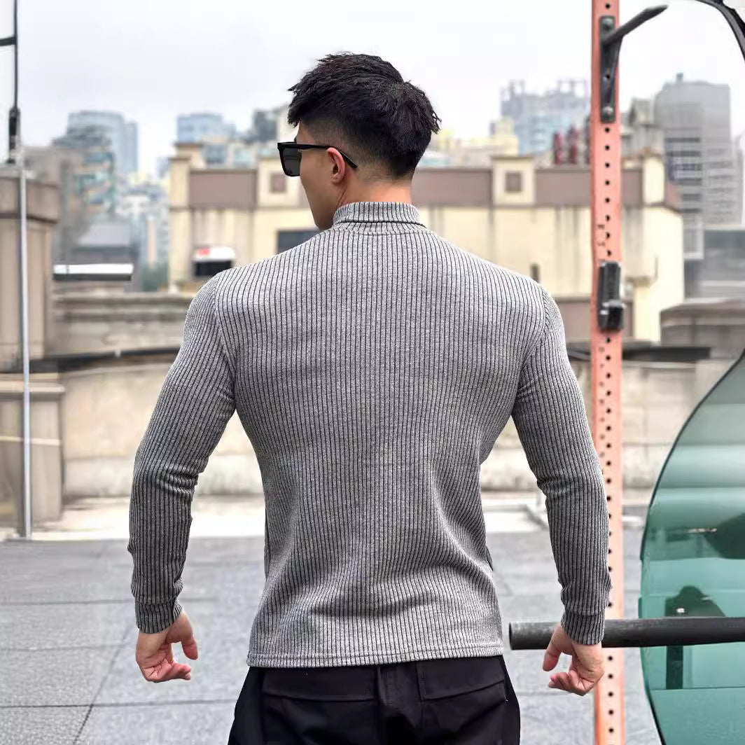 Herren elegantes Langarmshirt mit modischer Rippstruktur Aliams