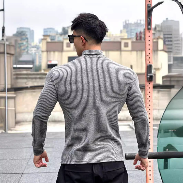 Herren elegantes Langarmshirt mit modischer Rippstruktur Aliams