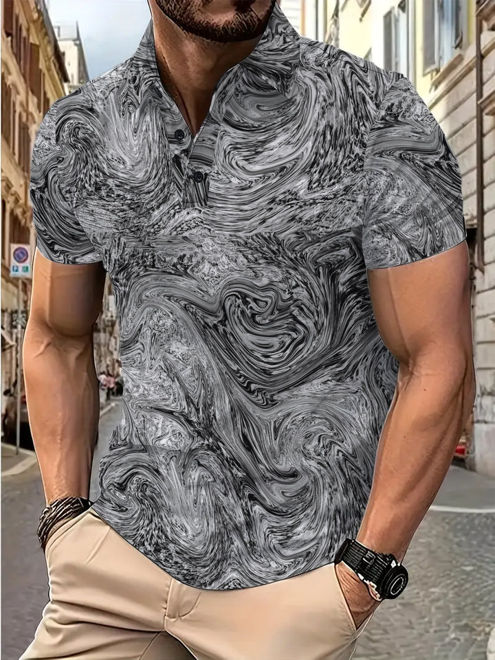 Herren Kurzarm Poloshirt mit innovativem Wellenmuster Aliams
