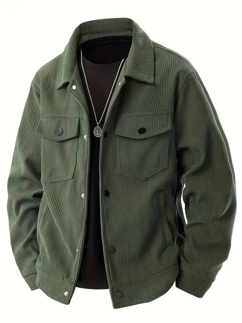 Herren strukturiertes Oberteiljacke mit praktischen Taschen Aliams