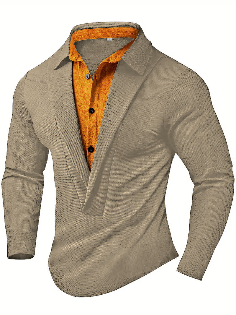 Herren Elegantes Langarmhemd mit modernem Kragen und texturiertem Design Aliams