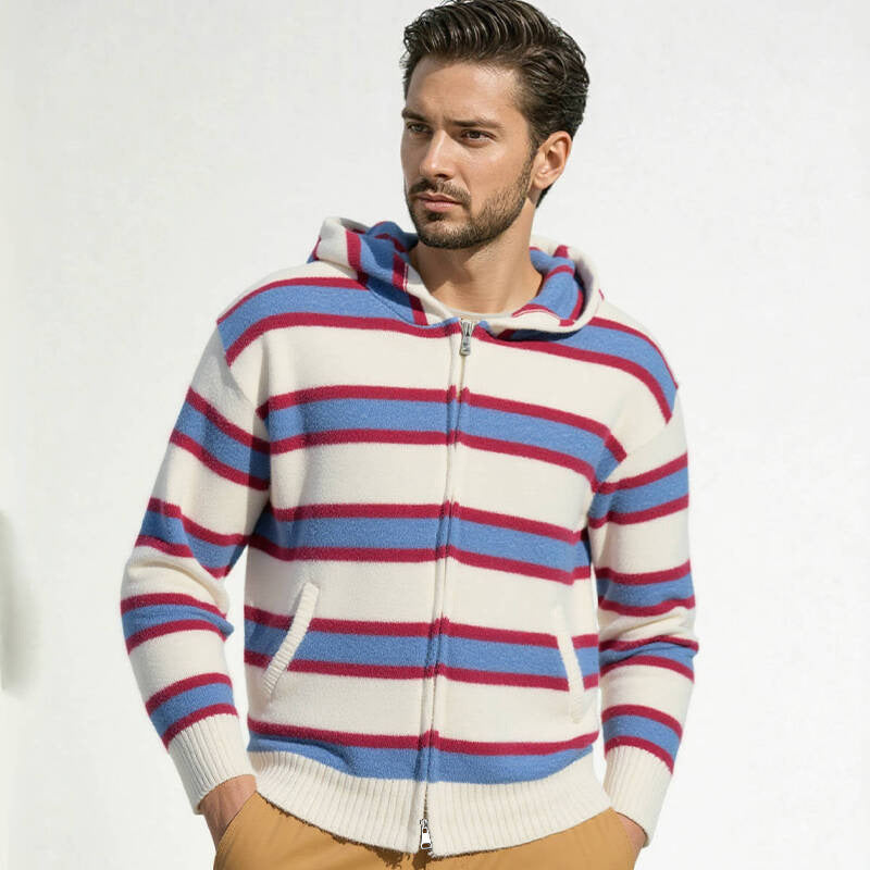 Herren Kapuzenjacke mit modernen Streifen und praktischen Taschen Aliams