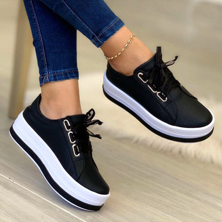 Damen Sneaker mit Modischem Plateau und Glänzendem Obermaterial Aliams
