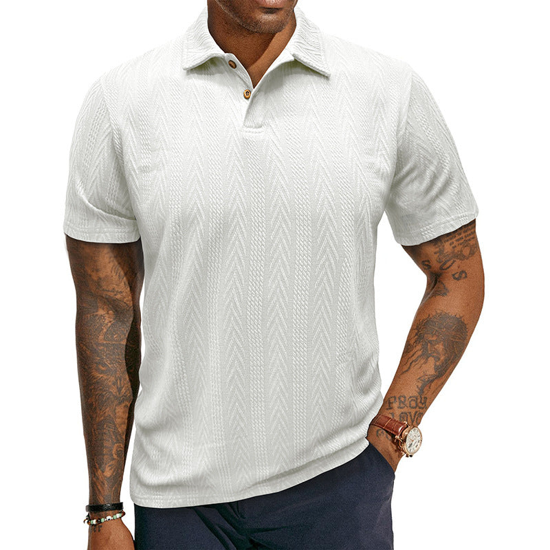 Herren Poloshirt mit strukturiertem Jacquard-Muster und modischem Kragen Aliams
