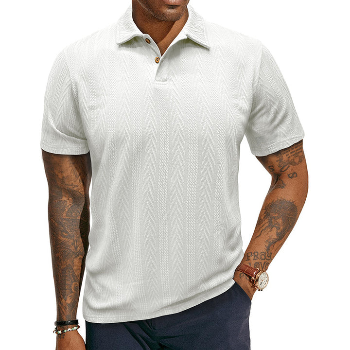 Herren Poloshirt mit strukturiertem Jacquard-Muster und modischem Kragen Aliams