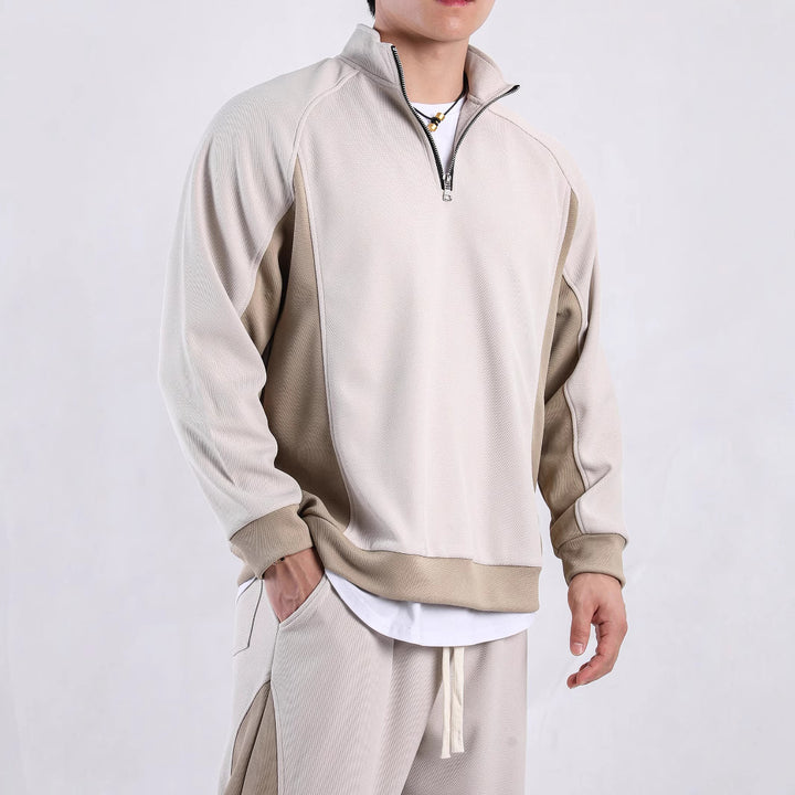 Herren Funktionspullover mit halbem Reißverschluss und atmungsaktiven Einsätzen Aliams