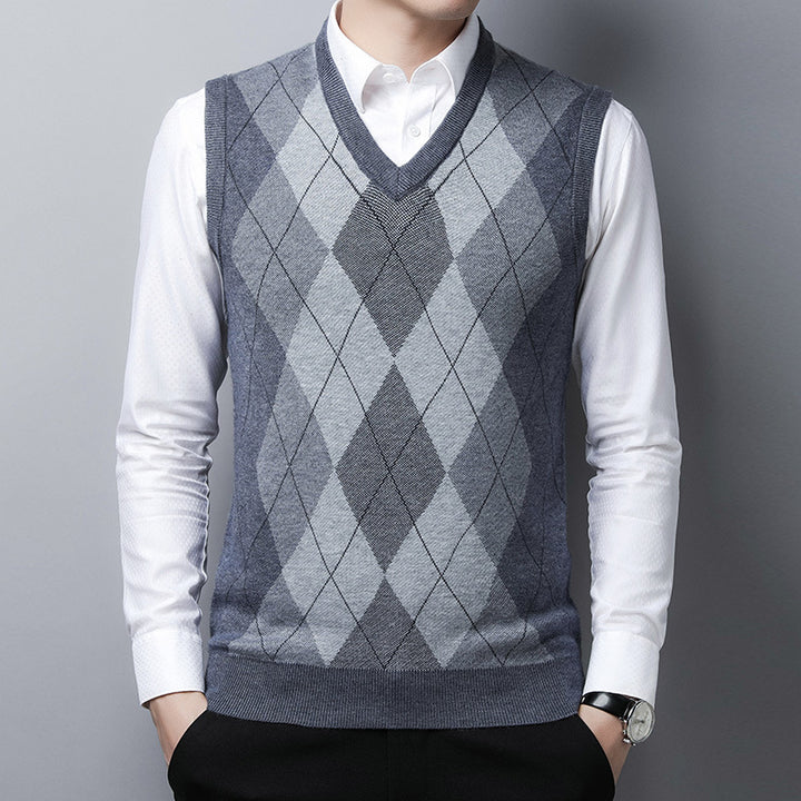 Herren elegante Argyle-Strickweste Aliams