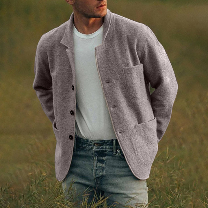 Herren elegante Cardigan-Jacke im entspannten Schnitt mit praktischen Taschen Aliams