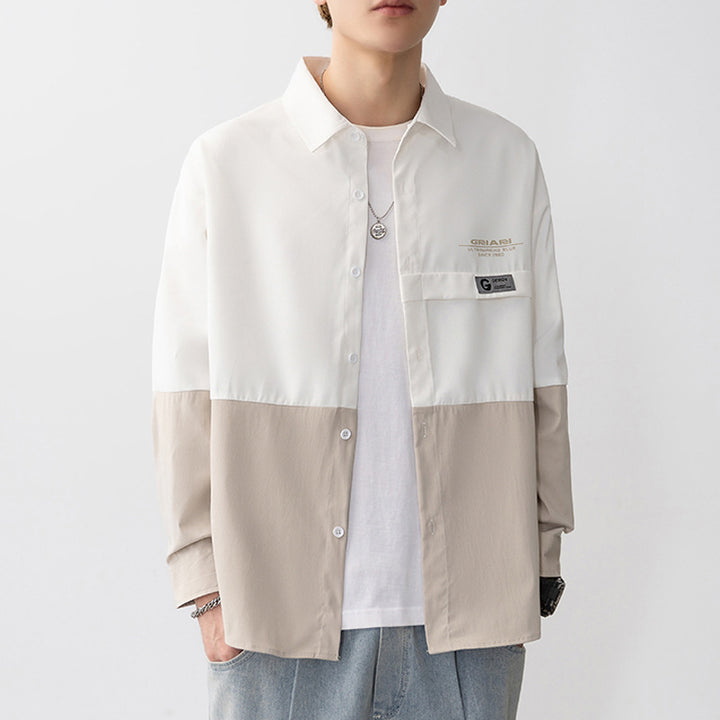 Herren Gestreiftes Langarmhemd mit Taschen Aliams