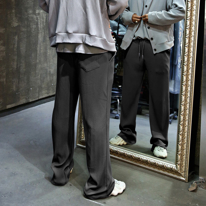 Herren Sportliche Ripp-Trainingshose mit verstellbarem Bund und Seitentaschen Aliams