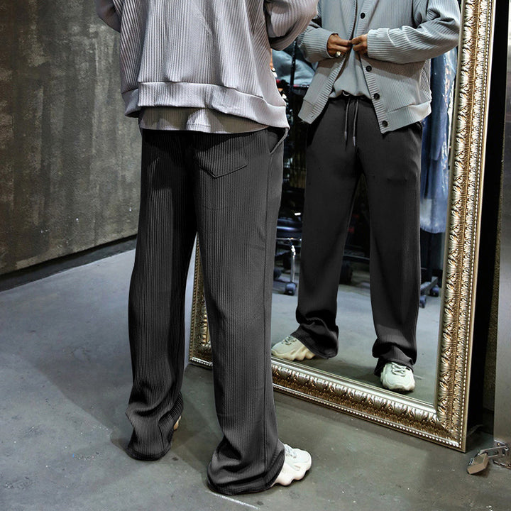 Herren Sportliche Ripp-Trainingshose mit verstellbarem Bund und Seitentaschen Aliams